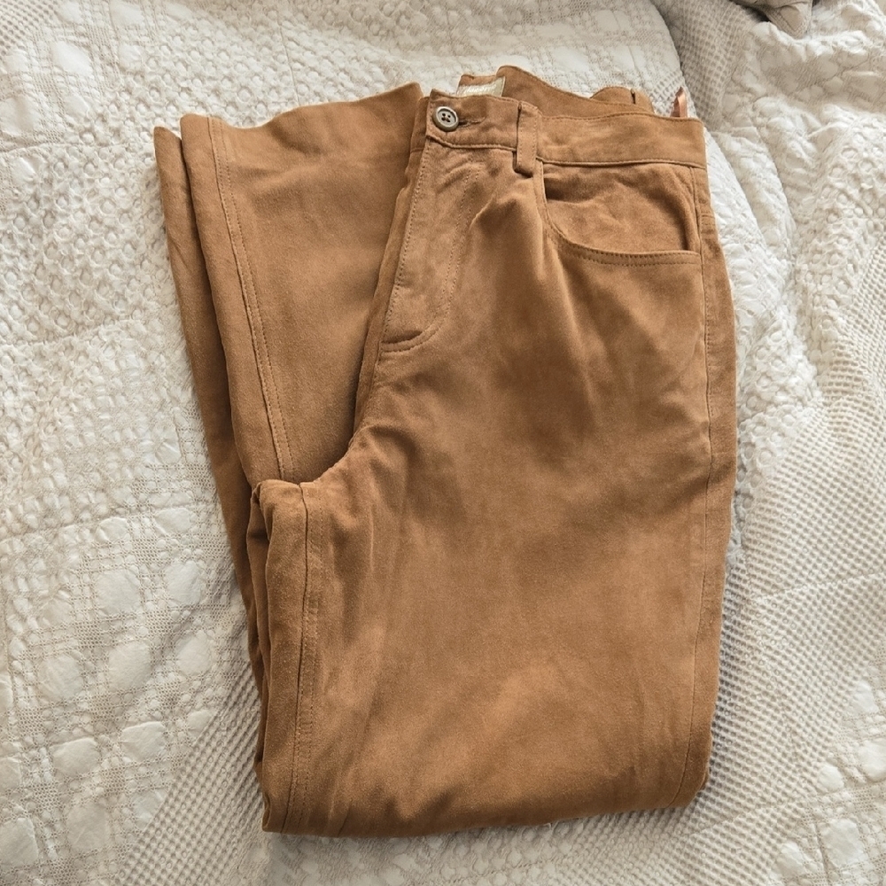 Liz Claiborne Vintage Women's Suede Strait Leg Pants Classic Quiet Luxury | 10 - Picture 7 of 7